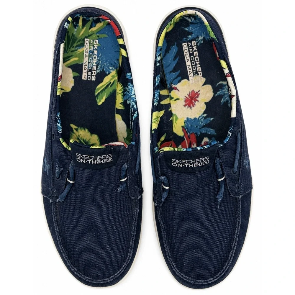 Skechers On-The-GO Flex Saltwater Women's Size 9 Navy Canvas Boat Shoes 136496